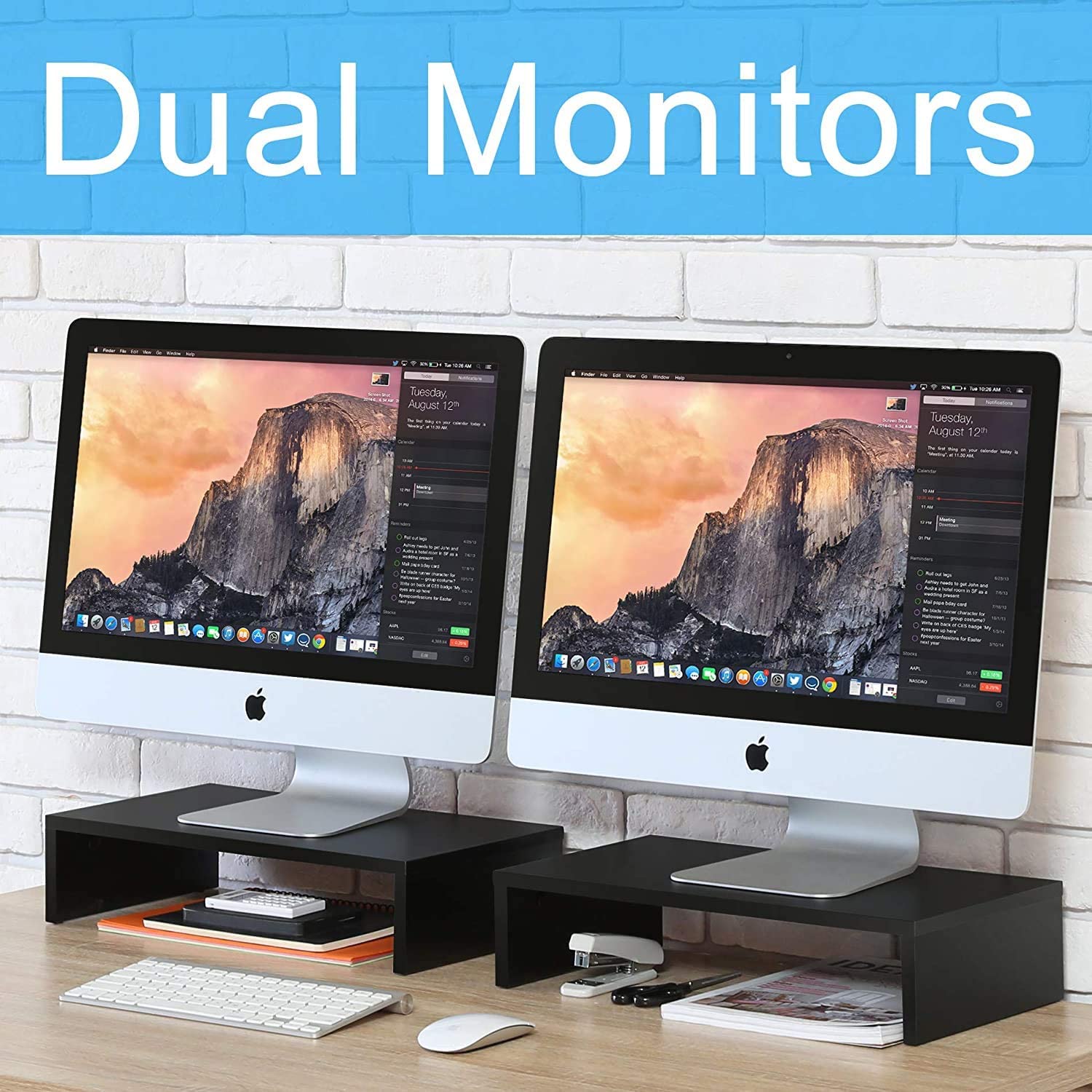 FITUEYES Computer Monitor Riser Stand Clamp Desktop Stand Workspace Organizer 2-Pack DT104202WB FITUEYES Computer Monitor Riser Stand Clamp Desktop Stand Workspace Organizer 2-Pack DT104202WB